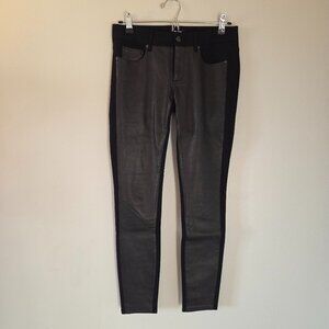 Paige Geninue Leather Panel Black Pants Size 26